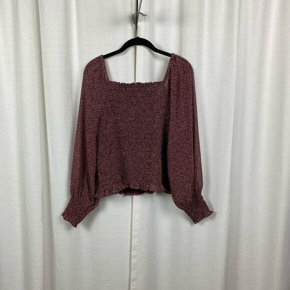 Madewell Burgundy Smocked Blouse - Picture 9 of 12